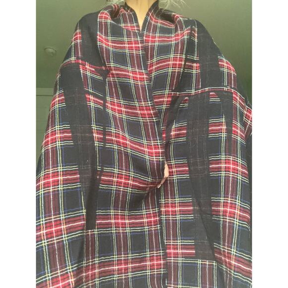 ALLSAINTS wool scarf shawl red black checkered Plaid Wool Blend logo 26x78” - Picture 6 of 13